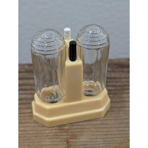 Vintage PEPSAL Salt & Pepper Shakers w/ Original Holder | Patented | Made in USA